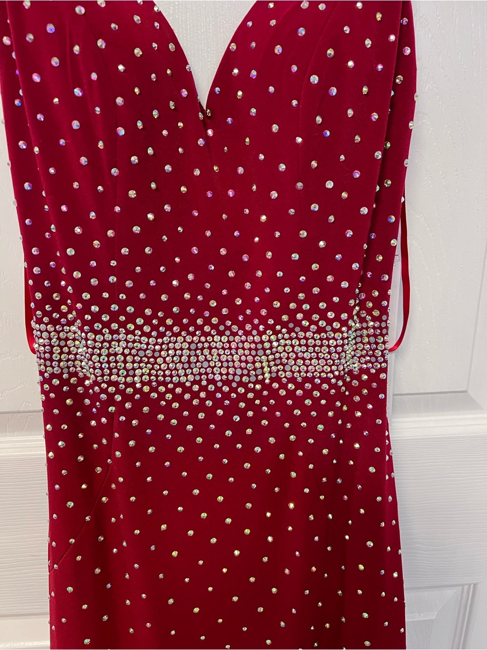 Jovani 06209 Red Rhinestone Formal Prom Gown Open Back